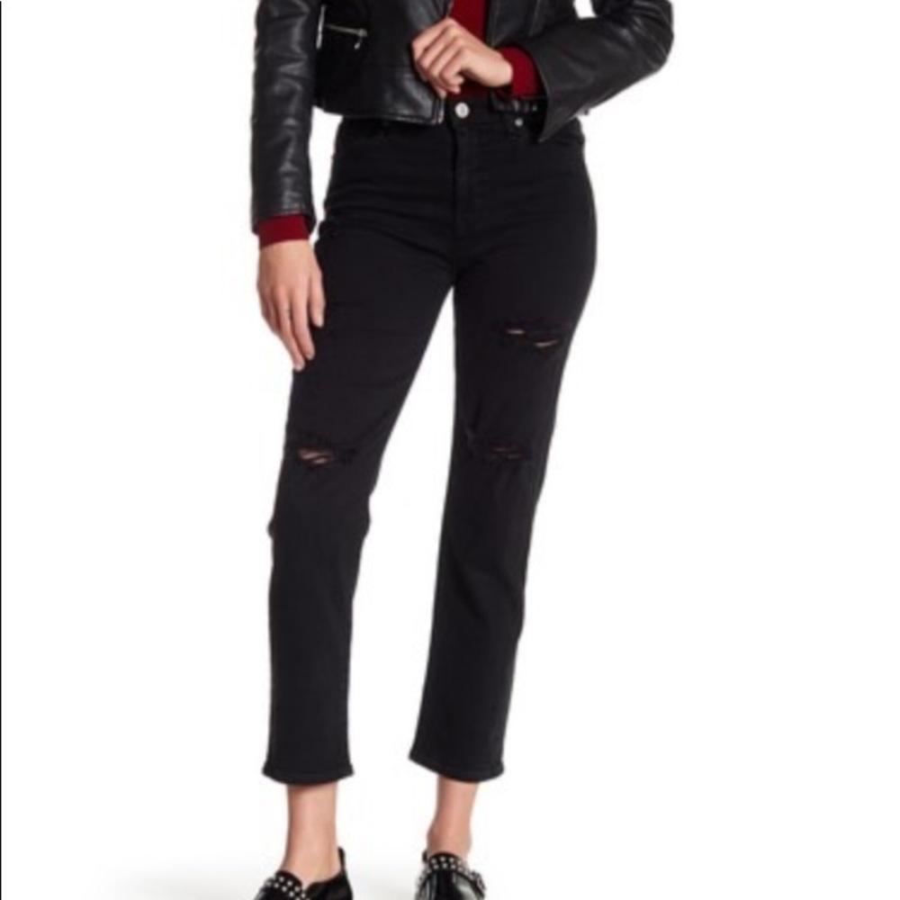 NWT HUDSON Zoeey High Rise Straight Ankle Jeans Black Stretch Denim $235 - Picture 5 of 10